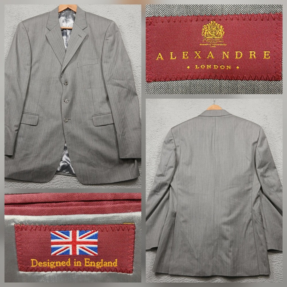 Alexandre London Men's‎ Gray Herringbone Blazer Sport Coat
